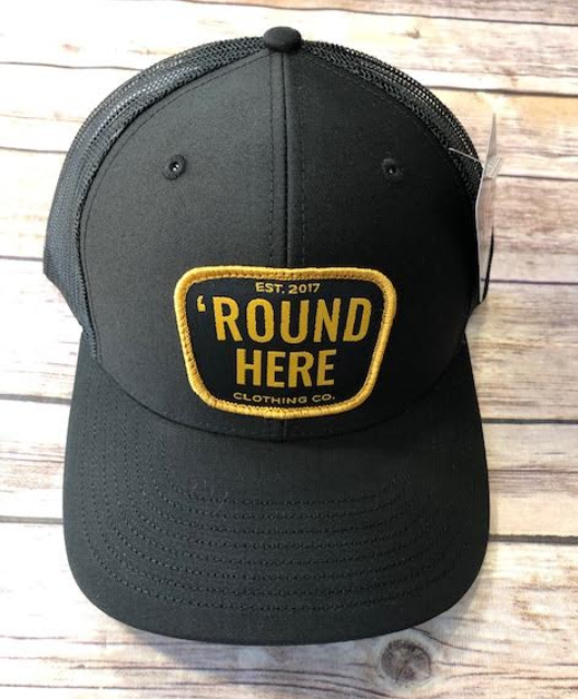 Round Here Clothing Gold Patch Black Hat Girls Round Here