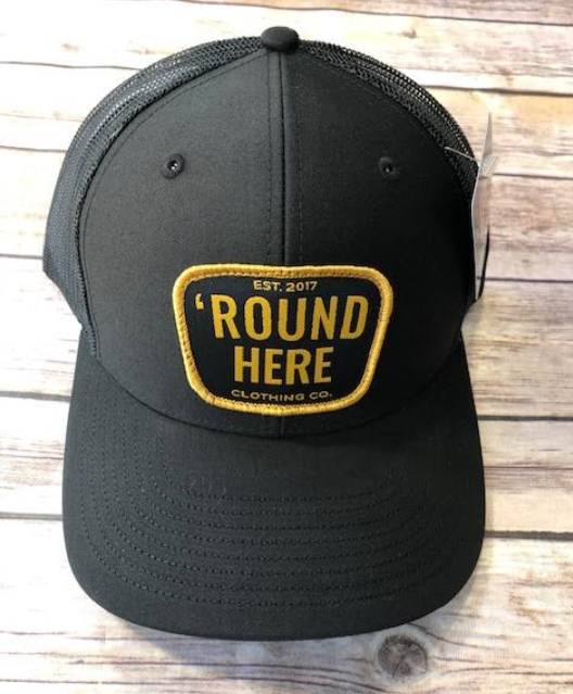 Round Here Clothing Gold Patch Black Hat