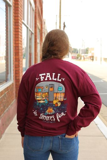 Girlie Girl Originals Fall S'more Fun Maroon LS