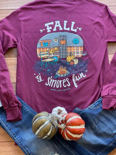 Girlie Girl Originals Fall S'more Fun Maroon LS