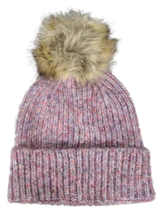 C.C. Faux Fur Pom ribbed drk grey multi