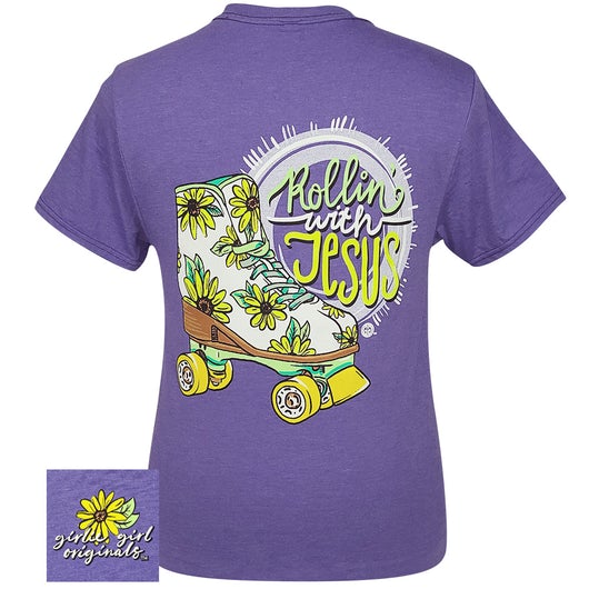 Girlie Girl Originals Rollin With Jesus Retro Heather Purple