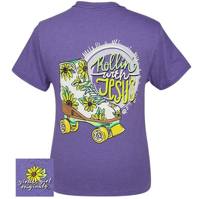 Girlie Girl Originals Rollin With Jesus Retro Heather Purple