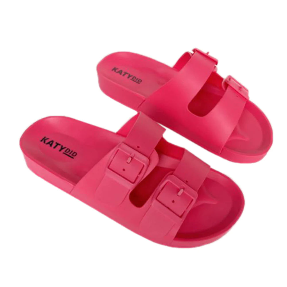 Katydid Hot Pink Buckle Sandals/Slides