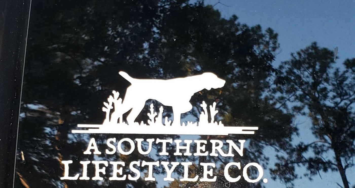 A Southern Lifestyle Co. Dog On Point Logo White Decal