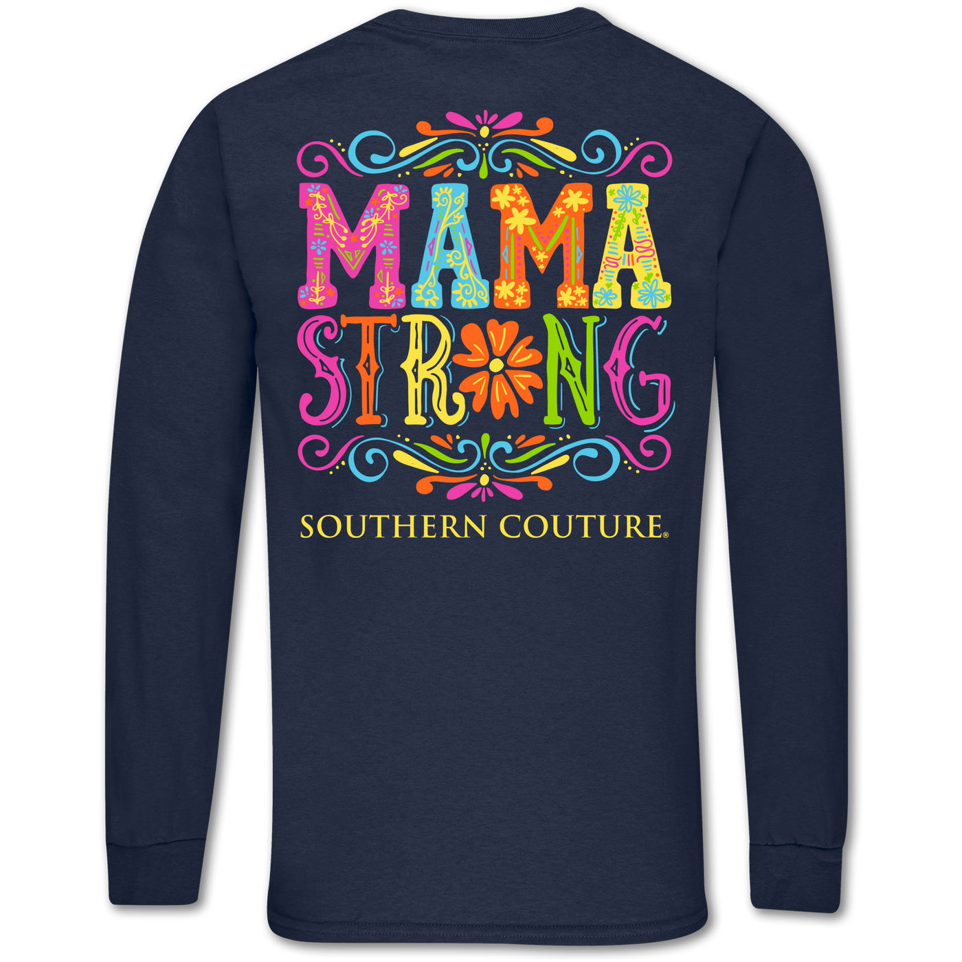Southern Couture Mama Strong Navy Long Sleeve