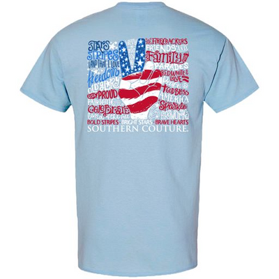 Southern Couture Stars & Stripes Peace Light Blue SS