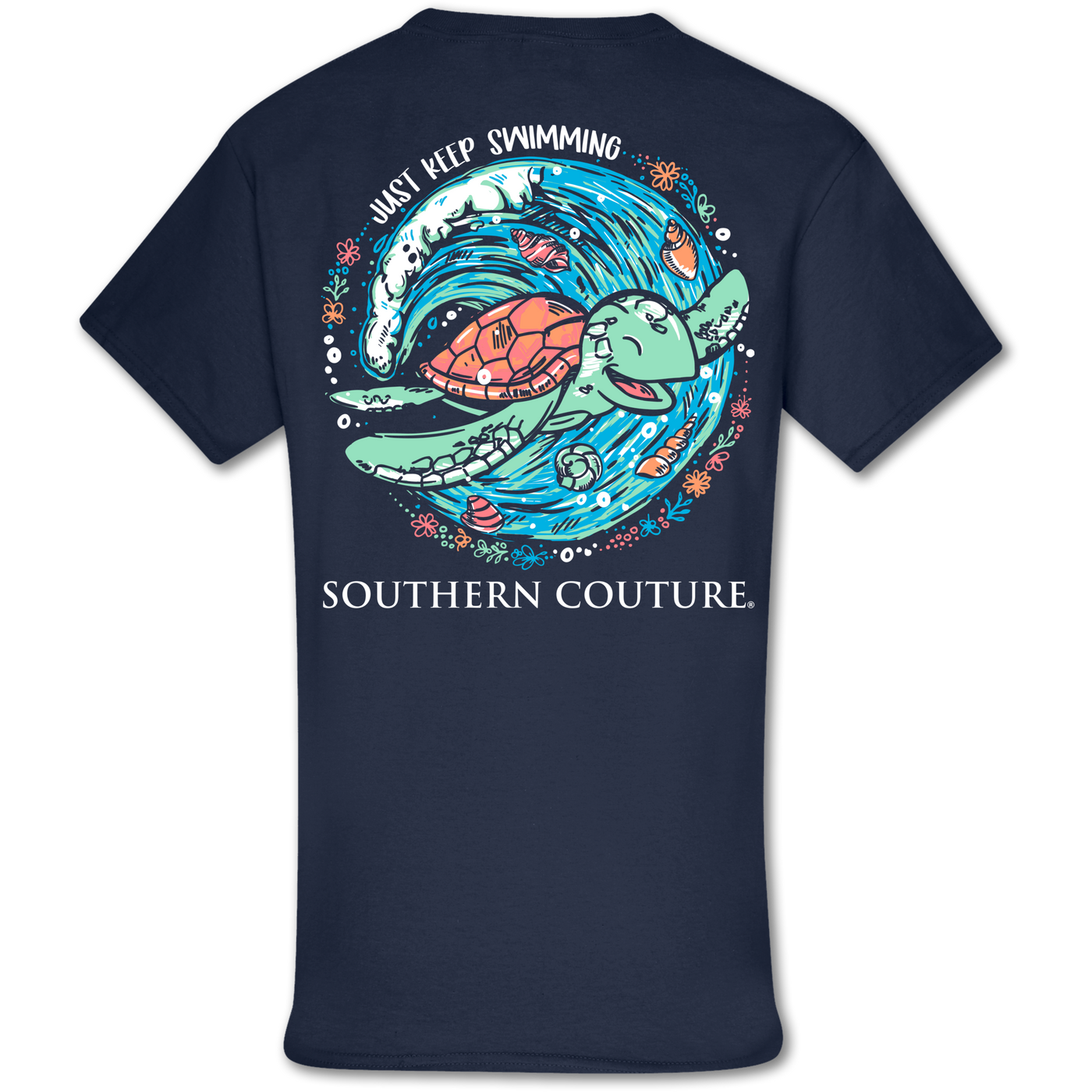 Southern Couture Just Keep Swimming SS Navy