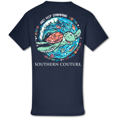 Southern Couture Just Keep Swimming SS Navy
