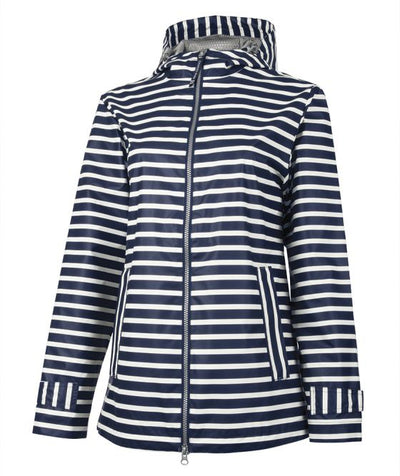 Charles River  Raincoat Navy & White Striped